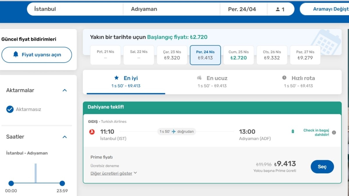 Deprem sarsıntısı yetmedi, uçak fiyatları da sarstı: İstanbul-Adıyaman 11 bin 800TL