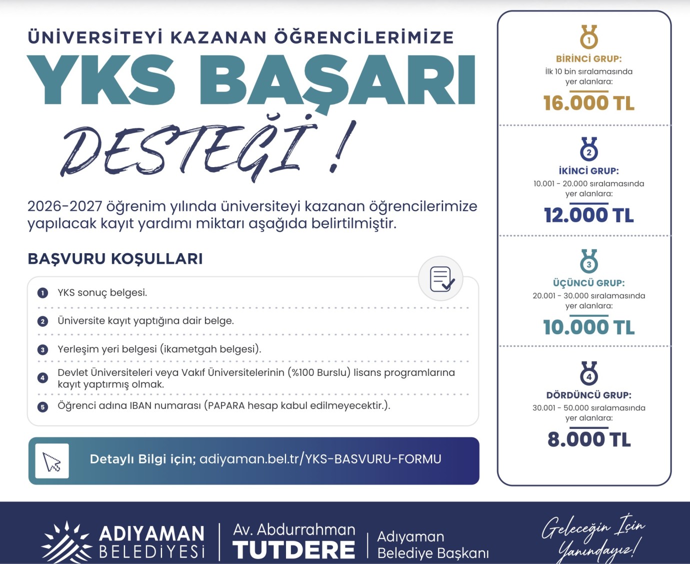 Adıyaman Belediyesi’nden Üniversite Öğrencilerine YKS Başarı Desteği