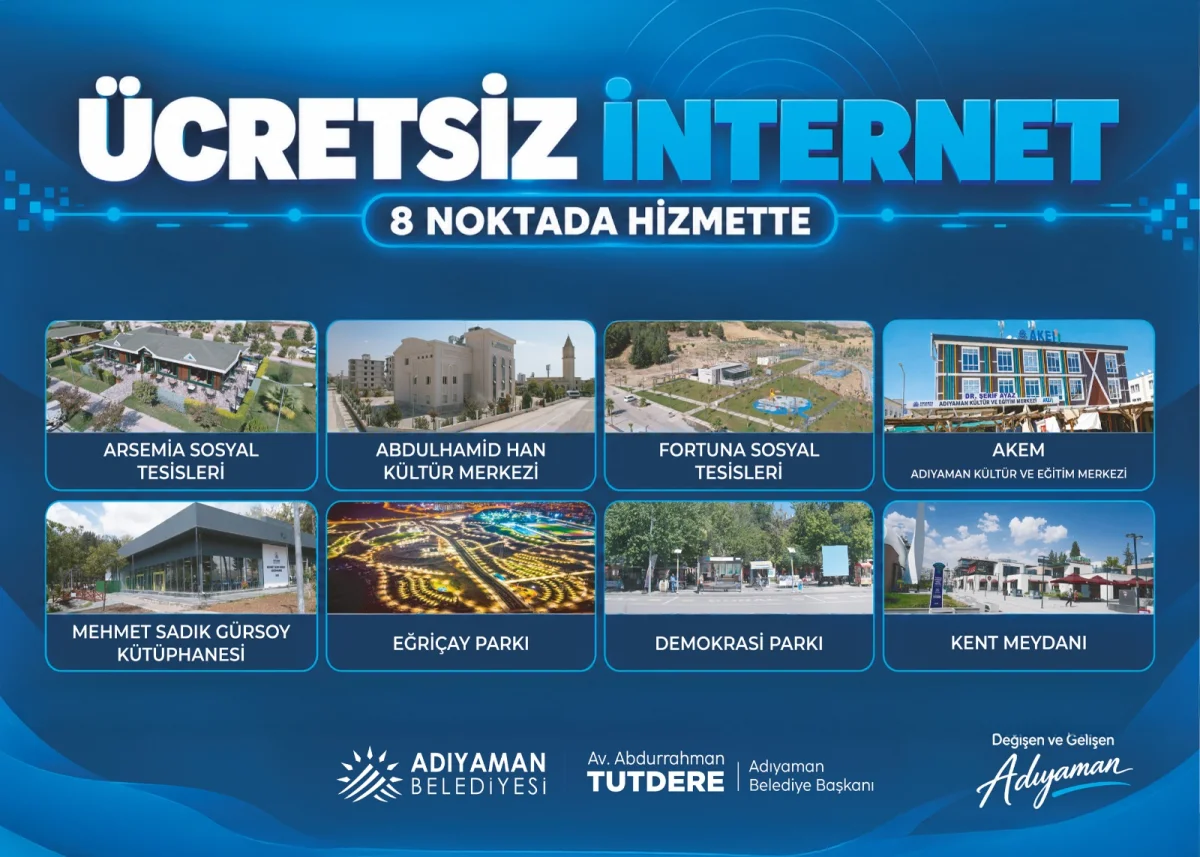 Adıyaman Belediyesi'nden vatandaşlara ücretsiz Wi-Fi hizmeti