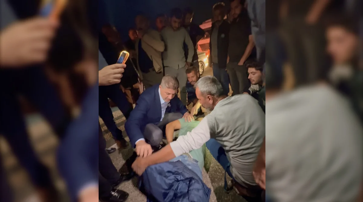 Vali Küçük ve Vekil Şan'dan yaralıya ilk müdahale